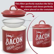  Bacon Grease Container With Strainer, 46OZ Large