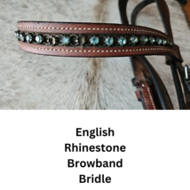 English Bridle Rhinestone Browband Brown USED image 1