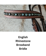 English Bridle Rhinestone Browband Brown USED - $8.99