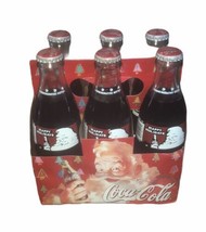 Coca-Cola 1994 Happy Holidays Santa Claus Six Pack Of Full Bottles - $18.40