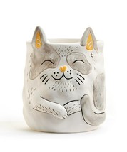 Grey Cat Pet Planter Adopt Jinx - Plant Parent Buddies Ceramic Drainage image 2