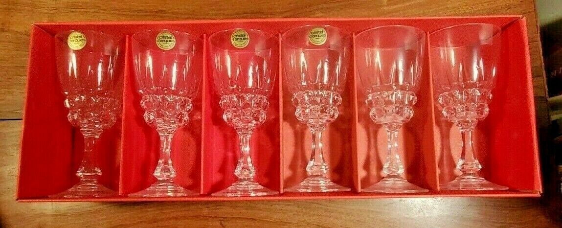 Cristal De France 24% Lead Crystal Small Wine Glasses 