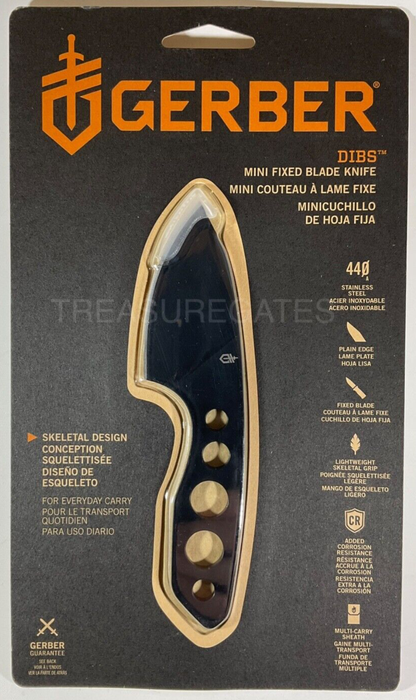 Gerber Dibs Mini Fixed Plain Edge Blade Full Tang 440 SS Skeletal