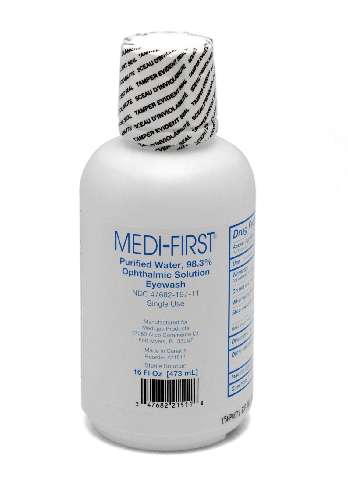 Medi First Sterile Ophthalmic Eyewash Solution 16 oz. Bottle (4 Bottles