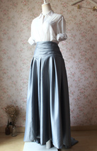 GRAY Taffeta Skirt Lady High Waist Taffeta Skirt Maxi Party Prom Skirt Plus Size image 2