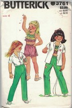 Vintage Butterick 3761 Children&#39;s Girl&#39;s Summer Halter Top, Shirt, Pants... - $7.99