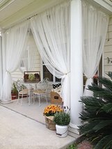 2 Panels Sheer Lace Curtains 110"x98" each Great Indoor Outdoor Porch Wedding Wh - $16.99