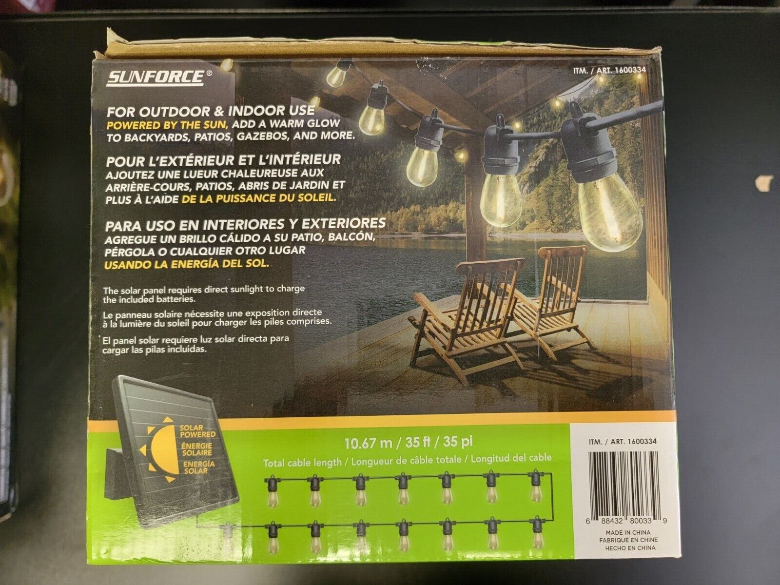 SUNFORCE 35' Solar LED String Light with Remote (15 Bulbs) patio lights