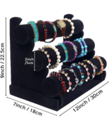 3 Tier Black Velvet Jewelry Display Stand T-Bar Bracelet Holder  - New - $16.99