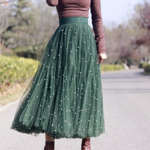 Dark Green Long Tulle Party Skirt Outfit Plus Size Bridesmaid Tulle Skirt Custom image 1