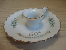 Lefton Candle Stick Holder 50th Anniversary Flower &amp; Bell Designs #01103 - $9.95