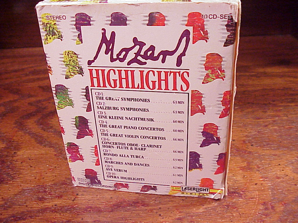 Mozart Highlights 10 CD Set, no. 15 850, from Laser Light Digital, used