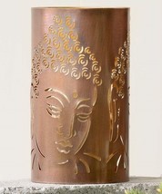 Buddha Tealight Candle Holder With Cut Outs 7.8" High Meditation Antiqued Copper