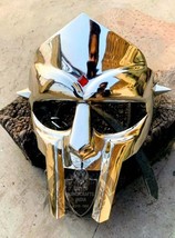 Medieval Knight Gladiator FM Doom Gladiator Mask Golden Finish Brass Fac... - $50.01