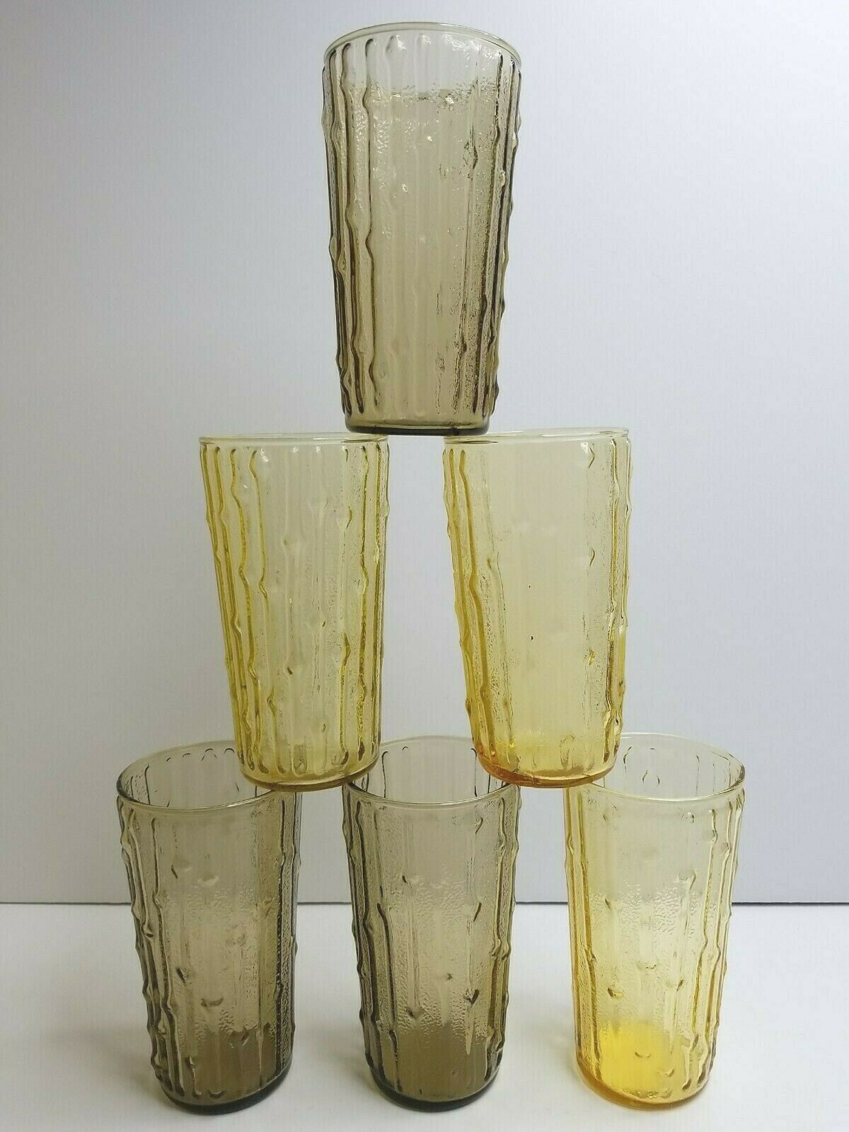 Vintage Anchor Hocking Tahiti Bamboo Avocado Green Tumblers - Ruby