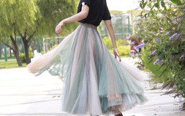 Rainbow Long Pleated Skirt Adult Rainbow Long Tulle Maxi Skirt Outfit Plus Size image 10