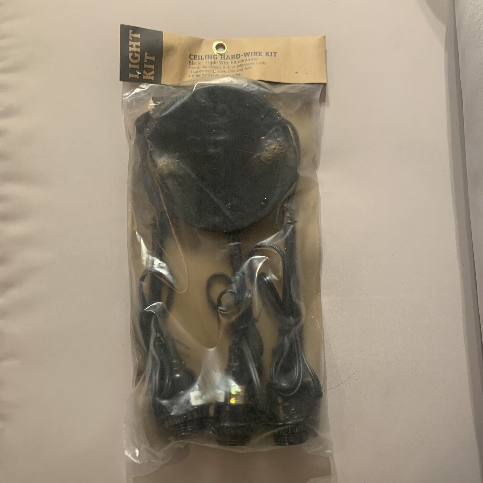 World Market Triple Wire Ceiling Hardwire Light Kit Black New in Bag