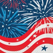 Fireworks July 4th Beverage Napkins Memorial Veterans Day 16 ct - $3.26