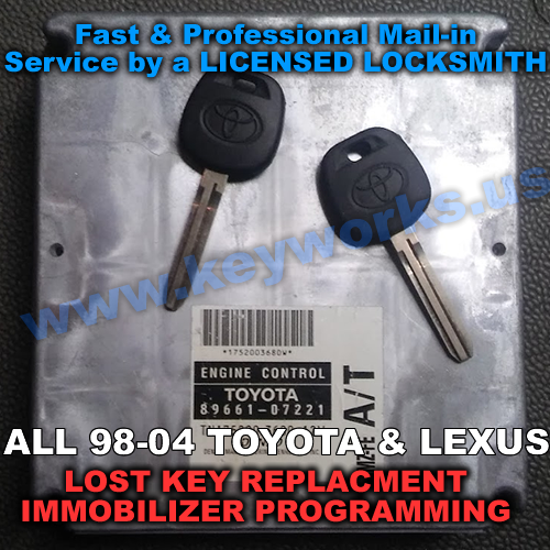 TOYOTA & LEXUS mail in ECU FLASHING & lost key replacement. 2 new keys
