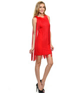 Sexy Jrs Fringe Royal Blue or Red Lined Party Mini Dress Faux Fur Collar... - $44.99
