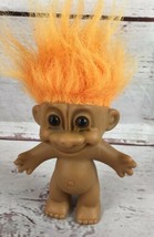 Vintage Troll Doll By Russ With Orange Hair 5&quot; Toy Figure Figurine Brown... - $7.91