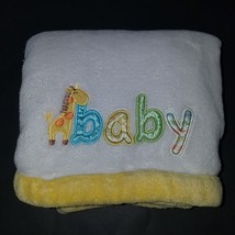 Baby Starters Giraffe Fleece Baby Blanket Lovey White Yellow Trim Blue Green - $39.55