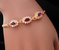 fancy faux Amethyst bracelet - Vintage rhinestone jewelry - February Bir... - $55.00