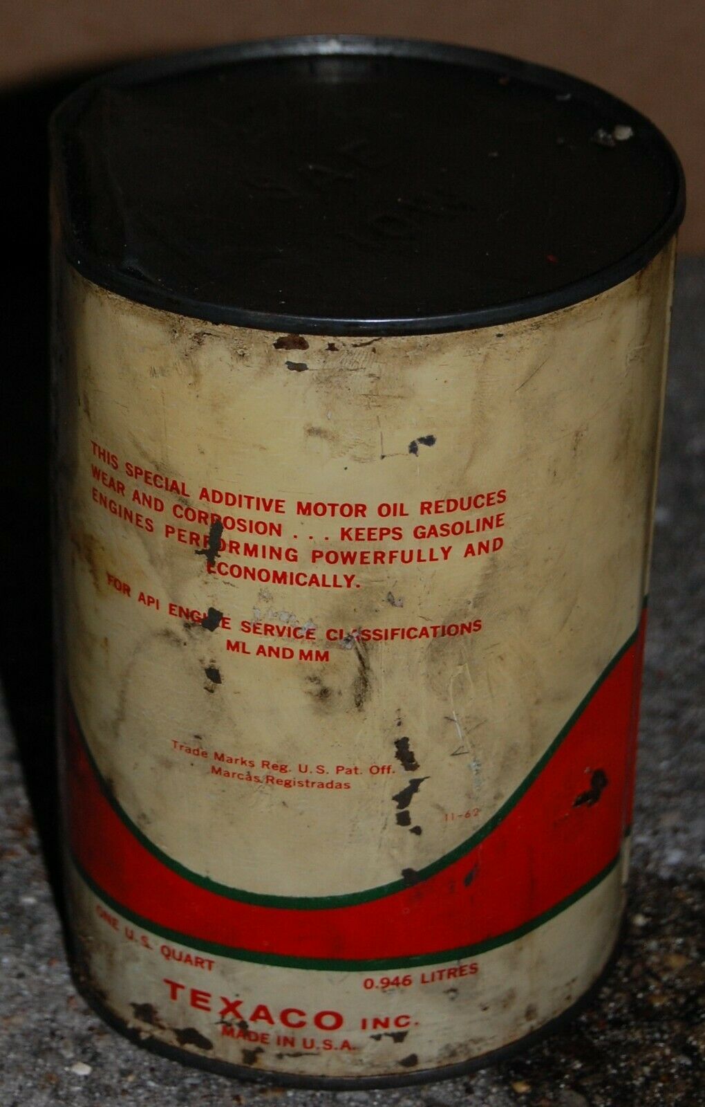 Vintage Texaco Heavy Duty Motor Oil Can Tin