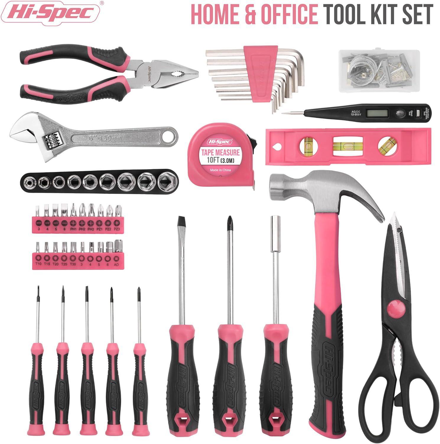 Hi-Spec 54pc Pink Home DIY Tool Kit Set for and 50 similar items