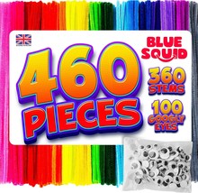Craft County Bulk Packs Chenille Stems | 300-350 Pieces | Bendy Pipe Cleaner Craft Kits, Blue