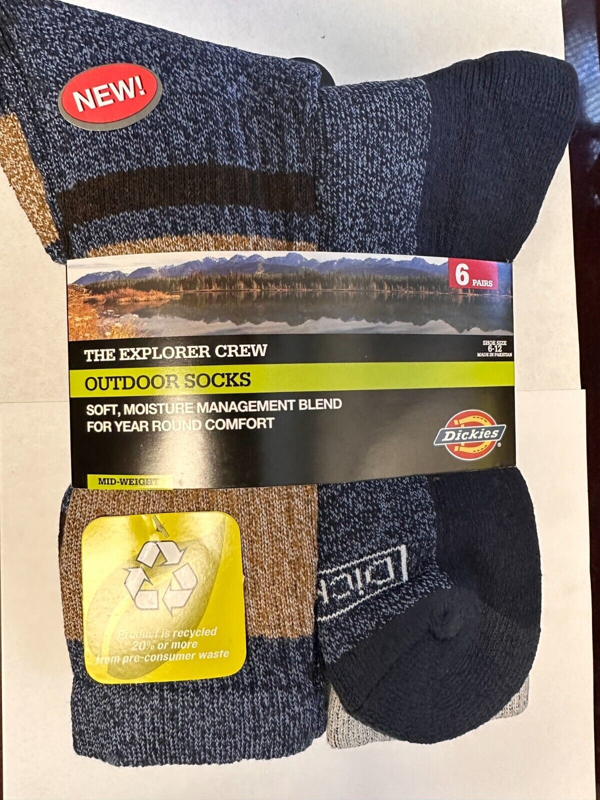 Primary image for DICKIES THE EXPLORER CREW MENS OUTDOOR SOCKS 6-12 6 PAIRS NEW 611018-409