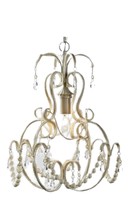 Nautical Chandelier w White Beads Glass 70" Chain Seaside Cottage Porch 17.9" h image 1