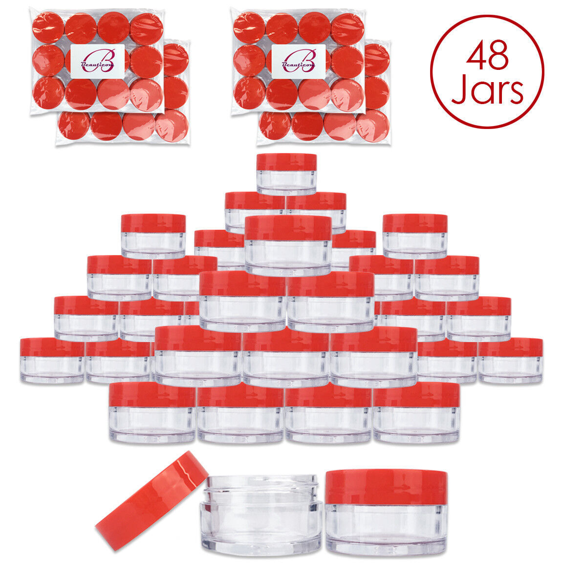Uxcell 10oz/ 300ml Round Plastic Jars with White Screw Top Lid for Storage 10Pack
