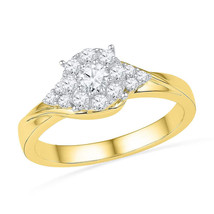 10k Yellow Gold Round Diamond Cluster Bridal Wedding Engagement Ring 1/2 Ctw - $699.00