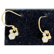 Disney Earrings Vintage Mickey Mouse Austrian Crystal Hook Gold Tone New - $29.35