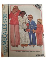 McCalls Sewing Pattern 5789 Girls Boys Robe Pajamas Sleepwear Sz Large 1... - $11.99