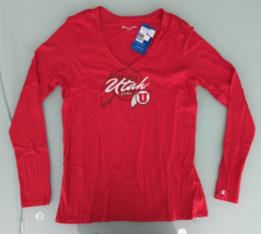 Champion NCAA Utah Utes Womens Long Sleeve V Neck Tee Sz L Red NWT - $13.86