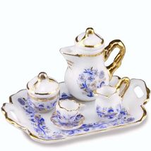 Tea Coffee Set for One 1.642/5 Reutter Porcelain Blue Onion DOLLHOUSE Mi... - $30.63