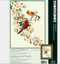Dimensions Cardinals in Dogwood Crewel Kit 11x15in, flowers, birds, thre... - $23.99