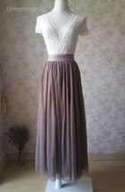 COFFEE High Waisted Plus Size Maxi Skirt Floor Length Bridesmaid Tulle Skirt NWT