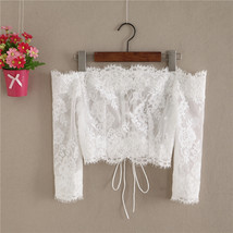 Off Shoulder Long Sleeve Lace Crop Top Bridal Crop Lace Top Plus Size