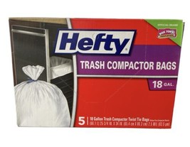 Hefty E20119 Small Trash Flap Tie Trash Bags, White, 4 Gallon