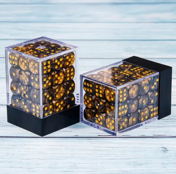Primary image for NEW Dice Cube Set of 36 D6 (12mm) - Pearl Golden Black