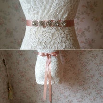 Handmade Blush Bridal Sash, Wedding Accessories, Rhinestone Sash, 2017 Wedding image 2