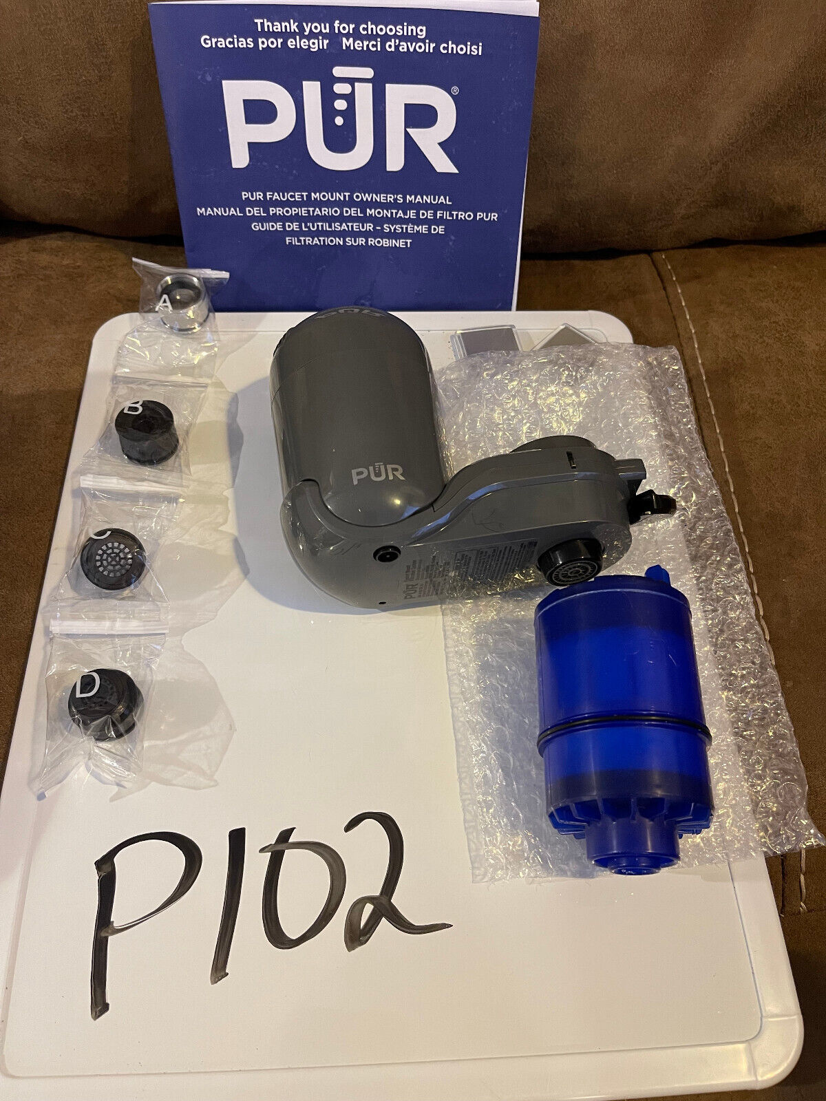 PUR PLUS Faucet Mount Water Filtration System, Gray Vertical Faucet