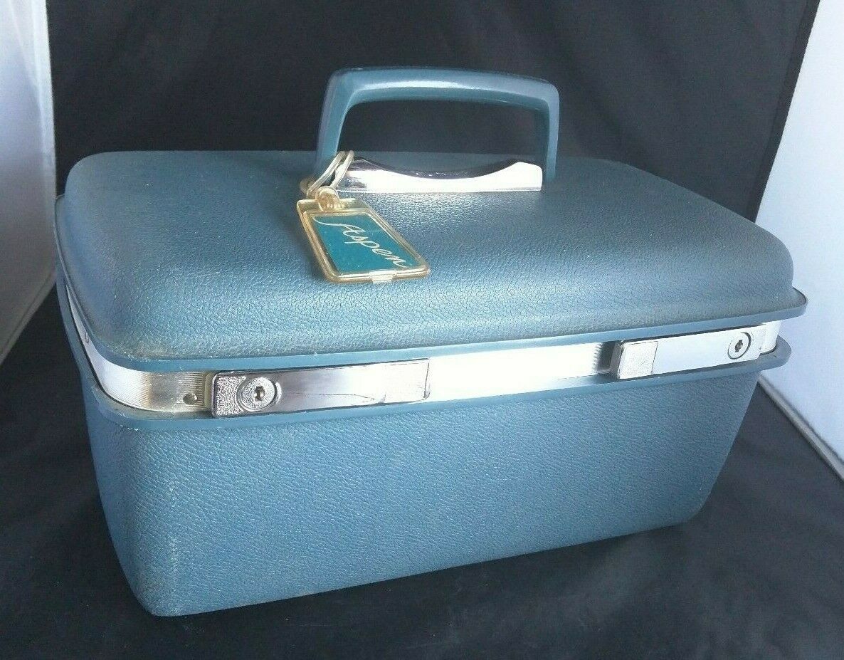 Vintage Samsonite Round Hat Box Train Case Suitcase Luggage Made In USA w/  Key