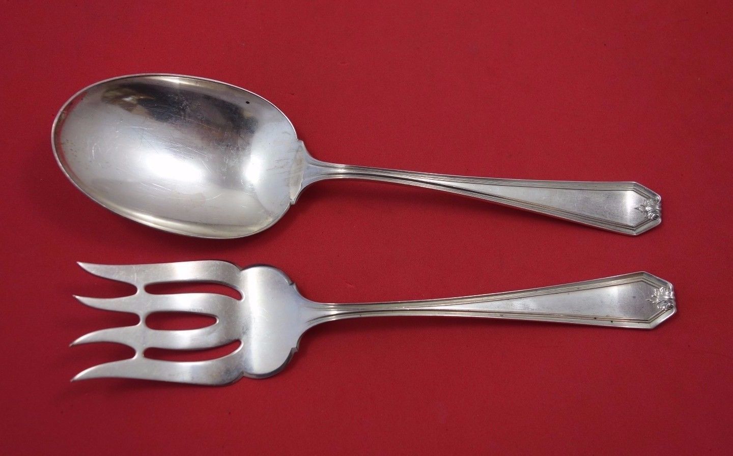 Primary image for Lady Baltimore by Whiting Sterling Silver Salad Serving Set 2pc AS 8 3/4"