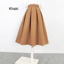 Rust Color Wool Midi Skirt Outfit High Waist A-line Winter Midi Party Skirt image 13