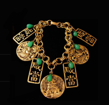 Exotic Dragon Bracelet - Vintage Medieval oriental charm bracelet - Asia... - $145.00