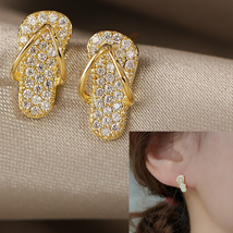 Zircon Diamond Holiday Flip Flop Sandles Stud Earrings - $11.77
